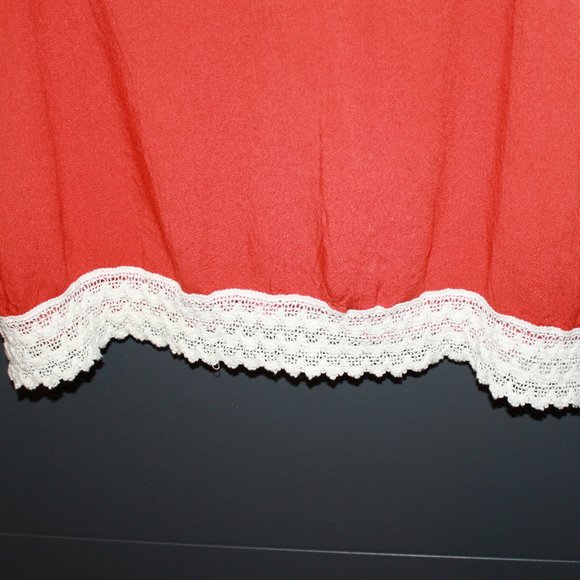 LIMITED SALE:ENTRO Rust Colored Long Sleeve Boho Tunic with Crotchet Trim Size M - Picture 5 of 8